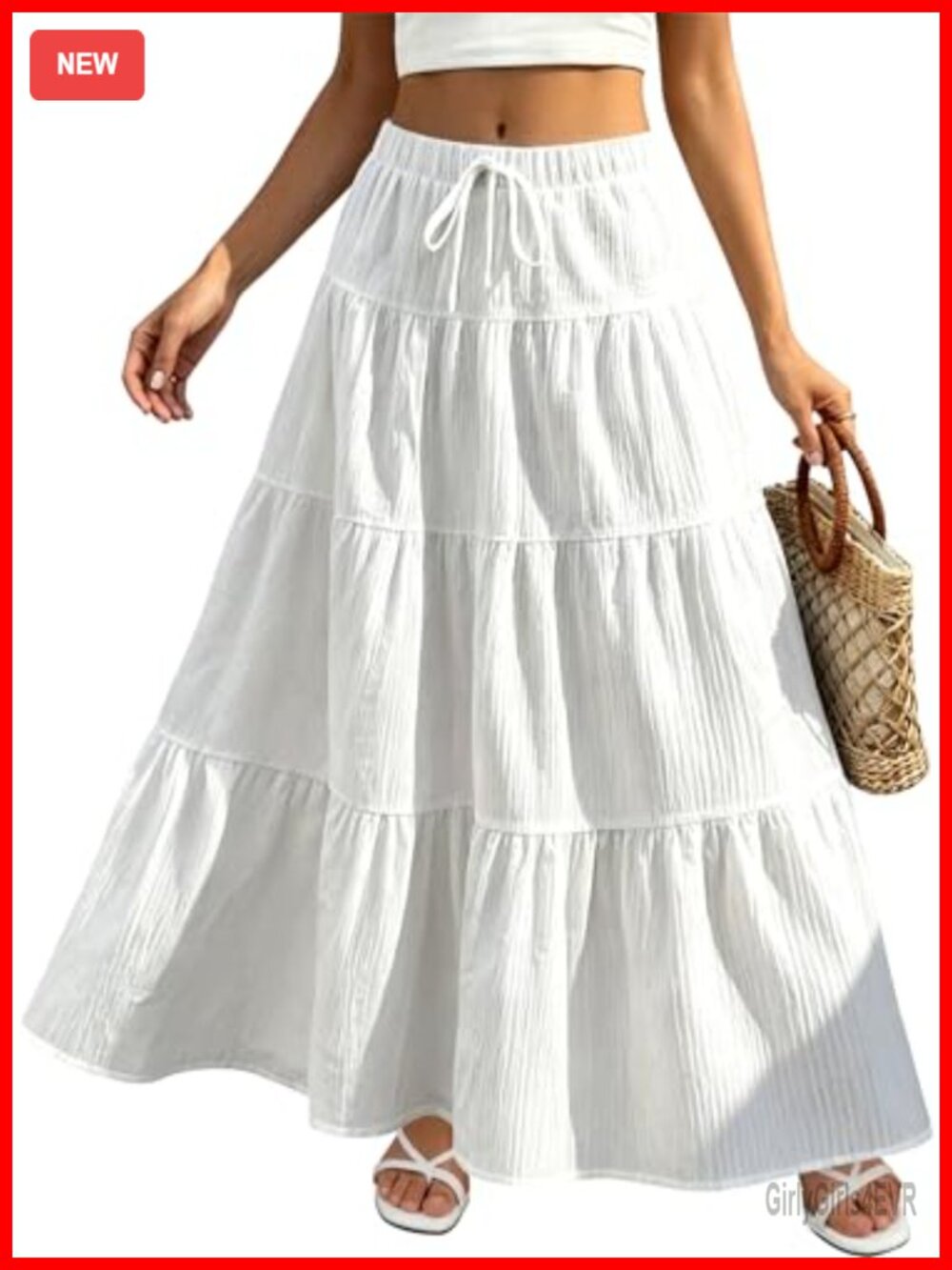 Boho Tiered Ruffle Maxi Skirt Elastic High Waist A Line Flowy
